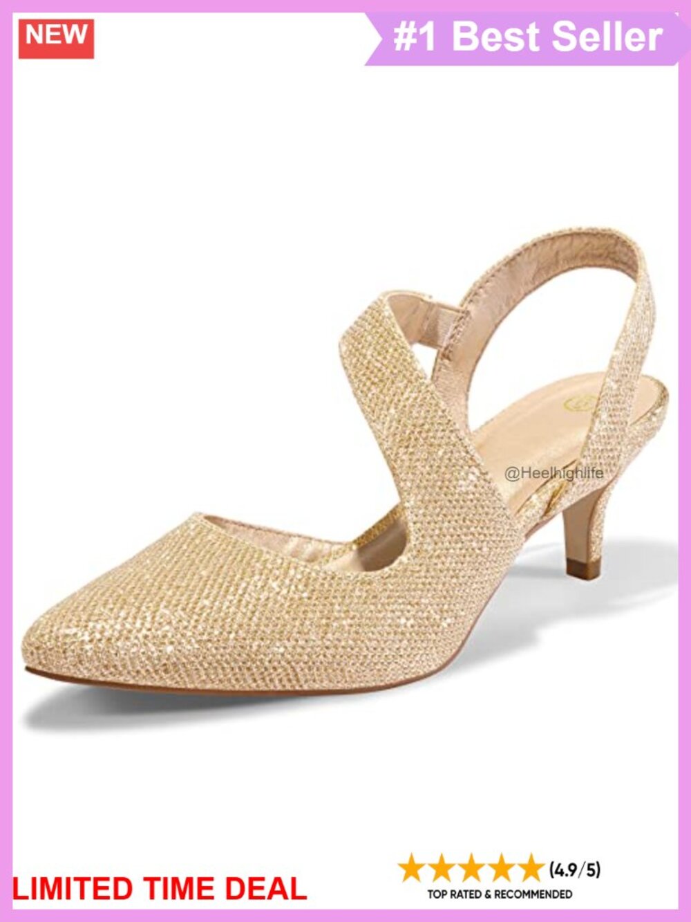 Kitten Heel 2 inch Slingback Pointed Toe Pumps Wedding Formal Dress Shoes